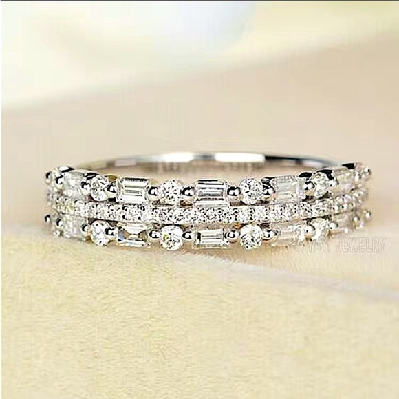 Sterling Silver Cubic Zircon Ring Minimalist, Dainty Diamond Stackable - Picture 5 of 5